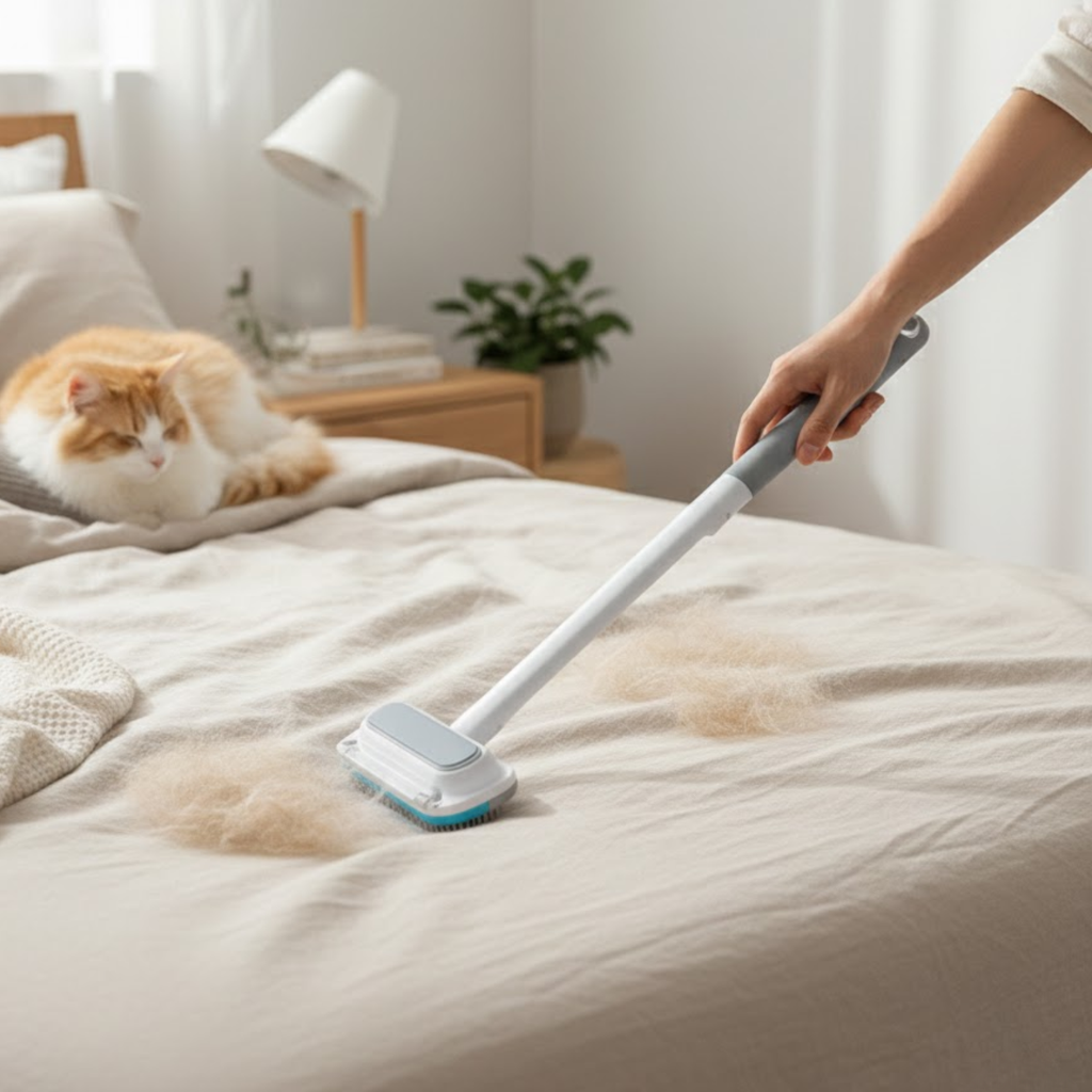 Pet Hair Remover Brush Long Handle Static Cleaner for Carpets and Furniture