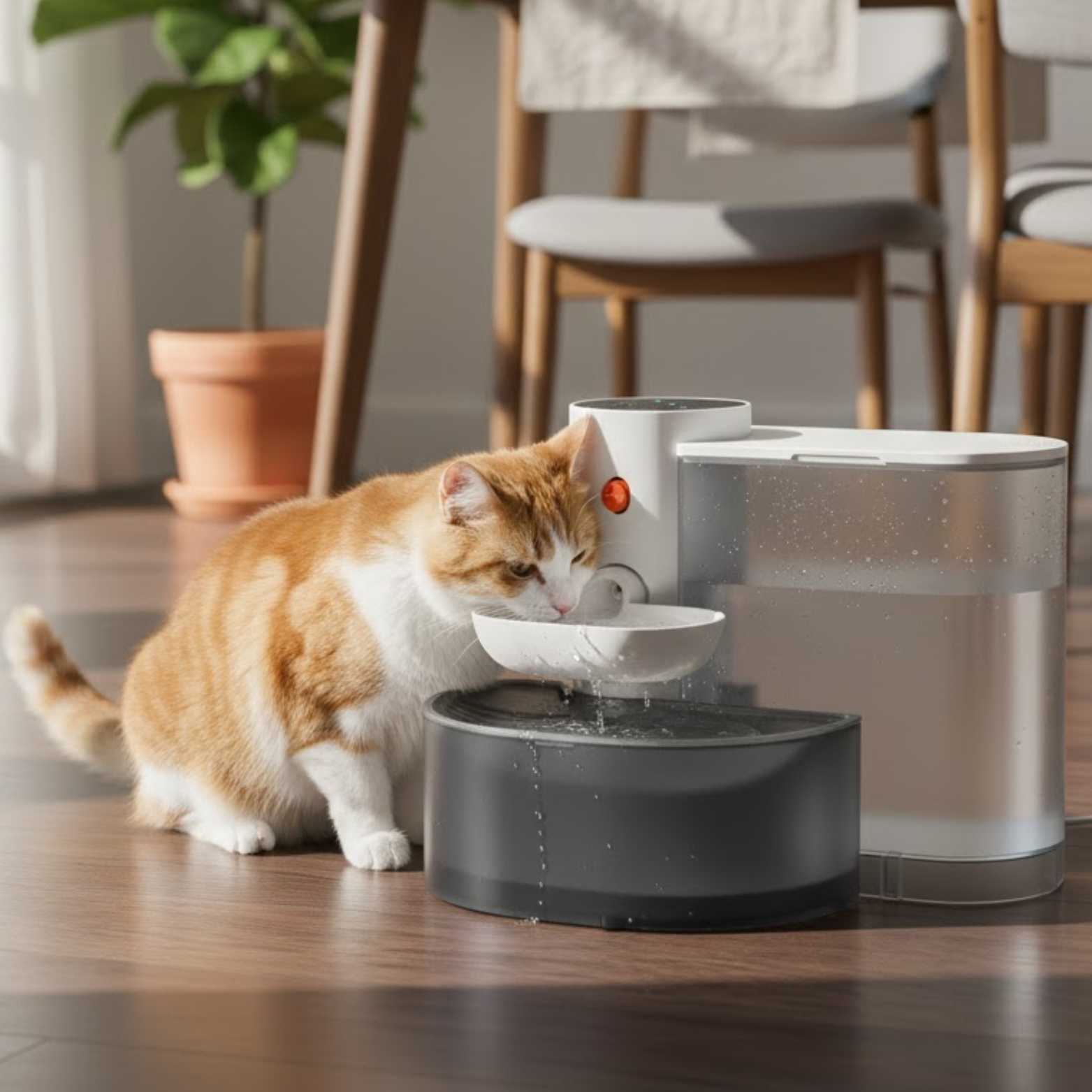 Automatic Pet Water Fountain with LCD Display and USB Rechargeable Battery