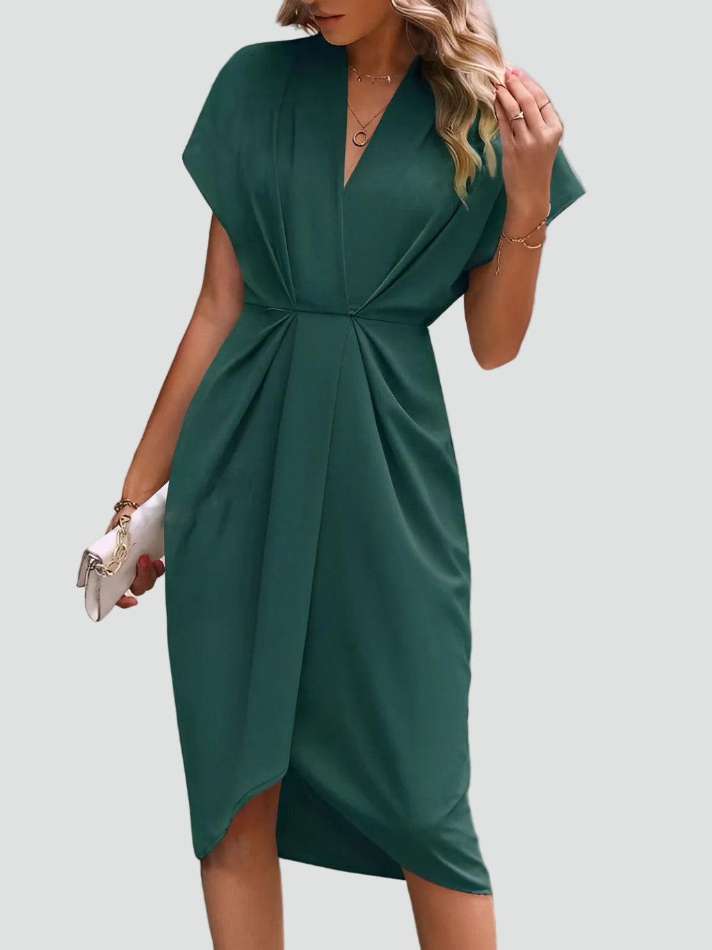 V-Neck Tailored Wrap Dress