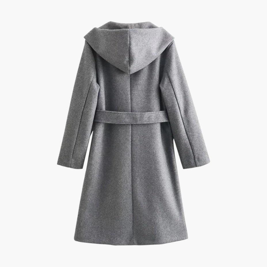 Women's Trenchcoat Hooded Belted Waist Button Front Outdoor Casual