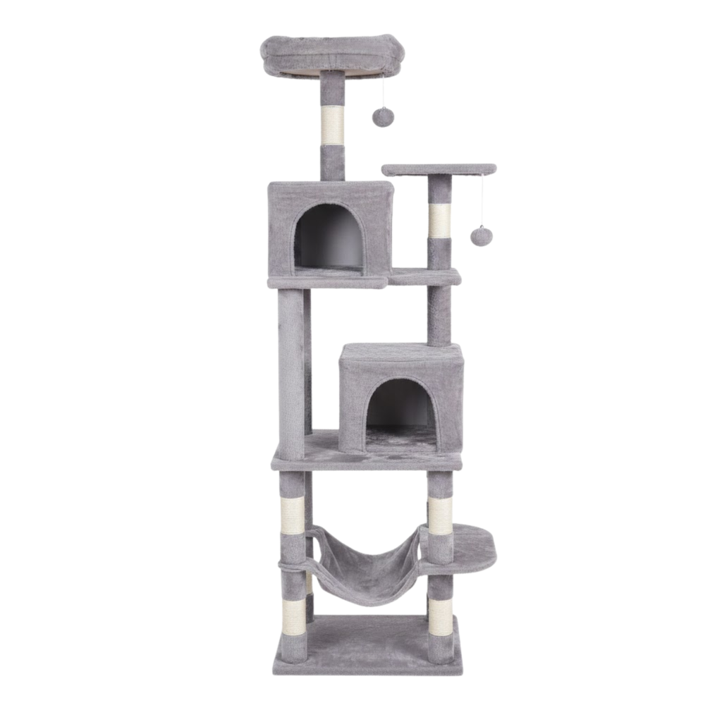 Cat Tree Tower for Indoor Cats with Sisal Scratching Post Condo Hammock and Perch