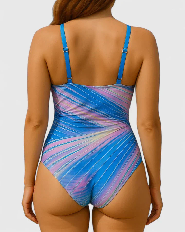 V-Neck Ruched One-Piece Swimsuit
