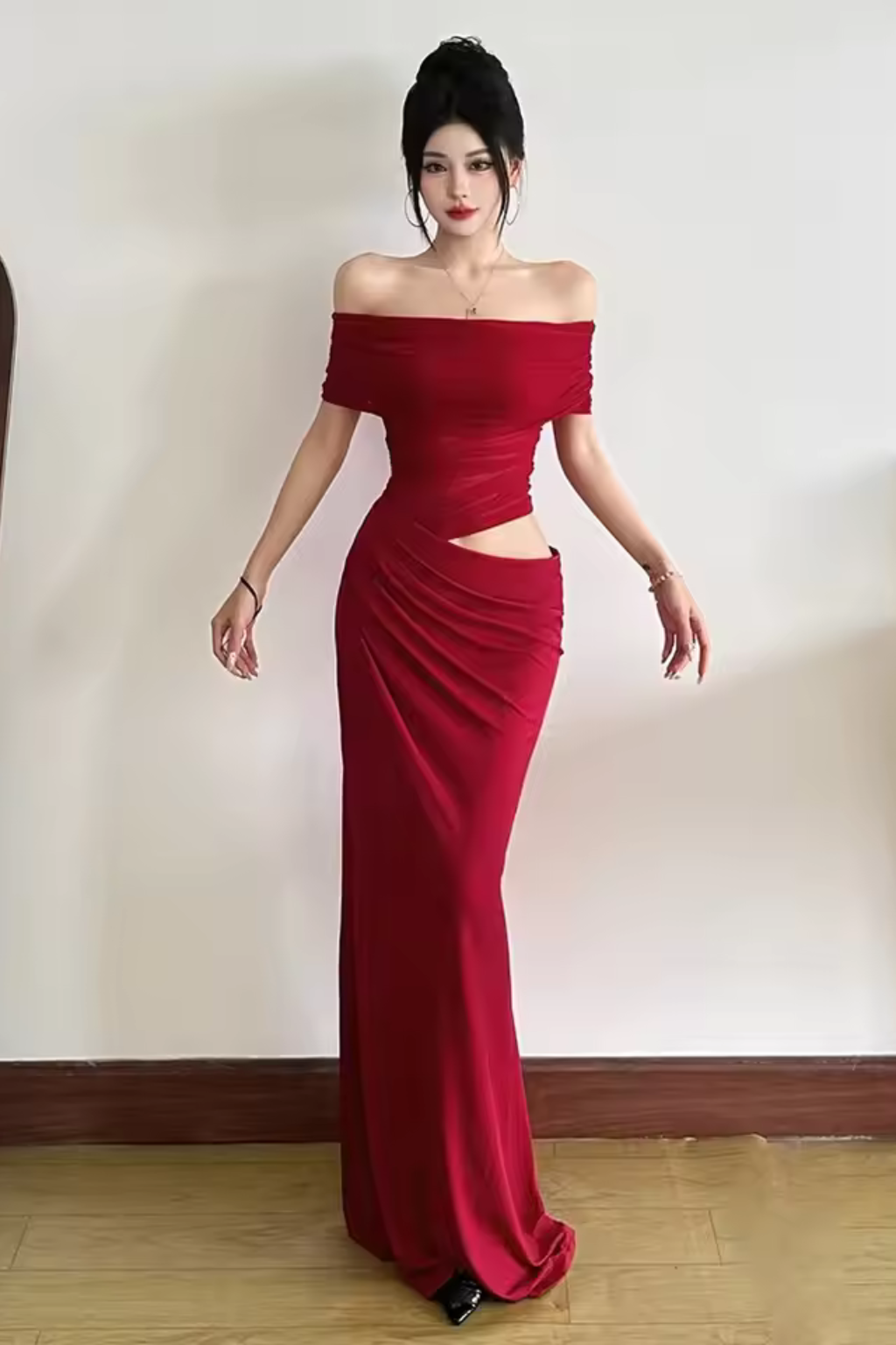 Off Shoulder Mesh Maxi Dress Ruched Bodycon Wedding Guest Evening Dress