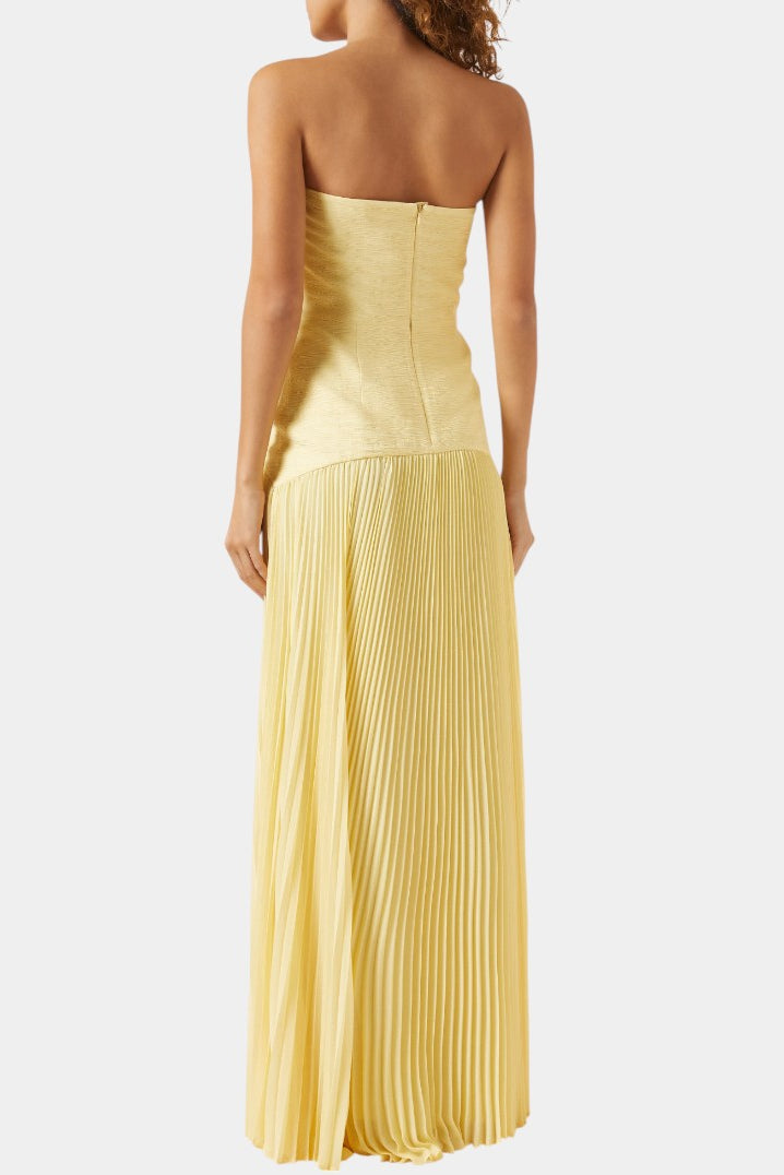 Strapless Pleated Maxi Evening Dress