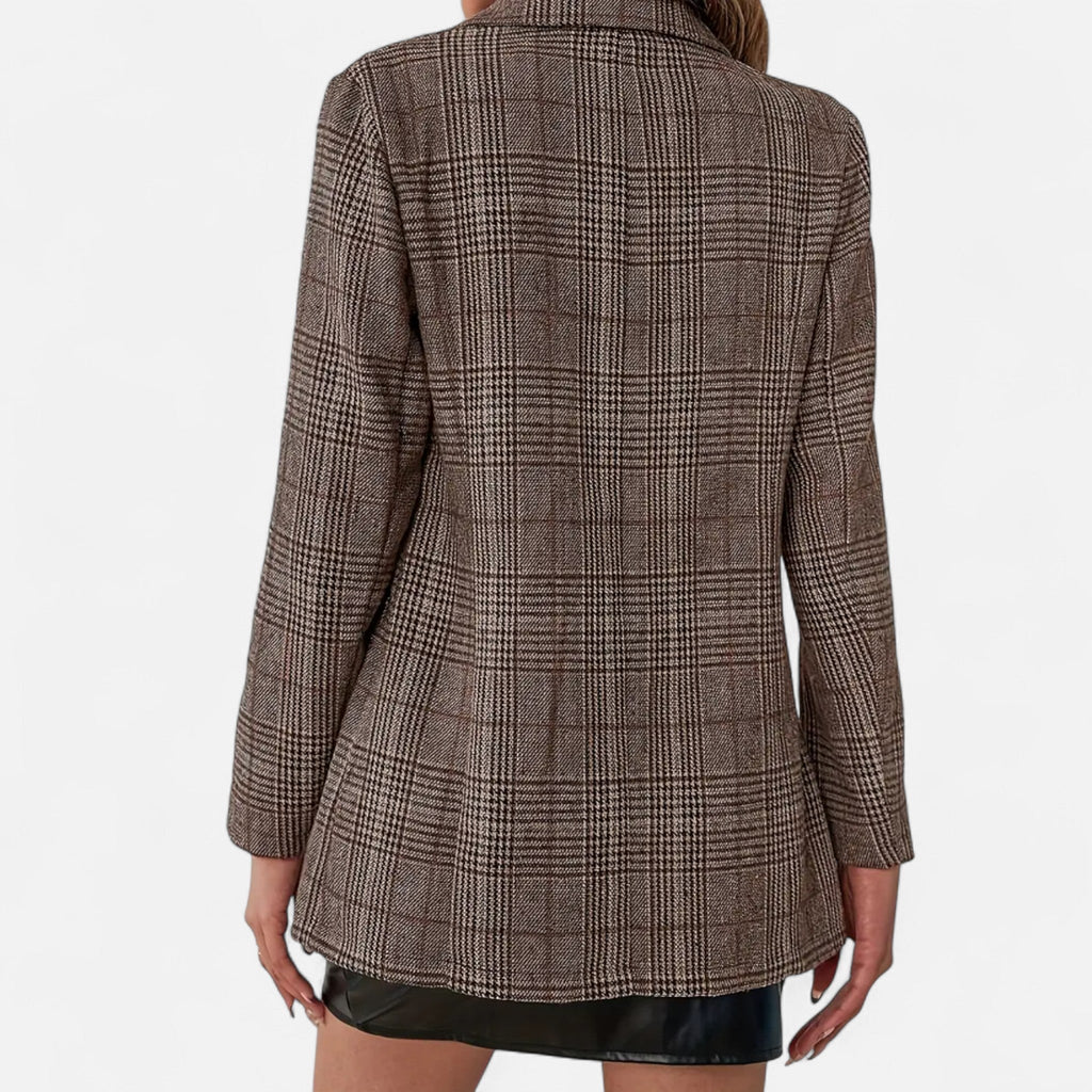 Women's Blazer Plaid Single Breasted Tailored Fit Lined Office Evening