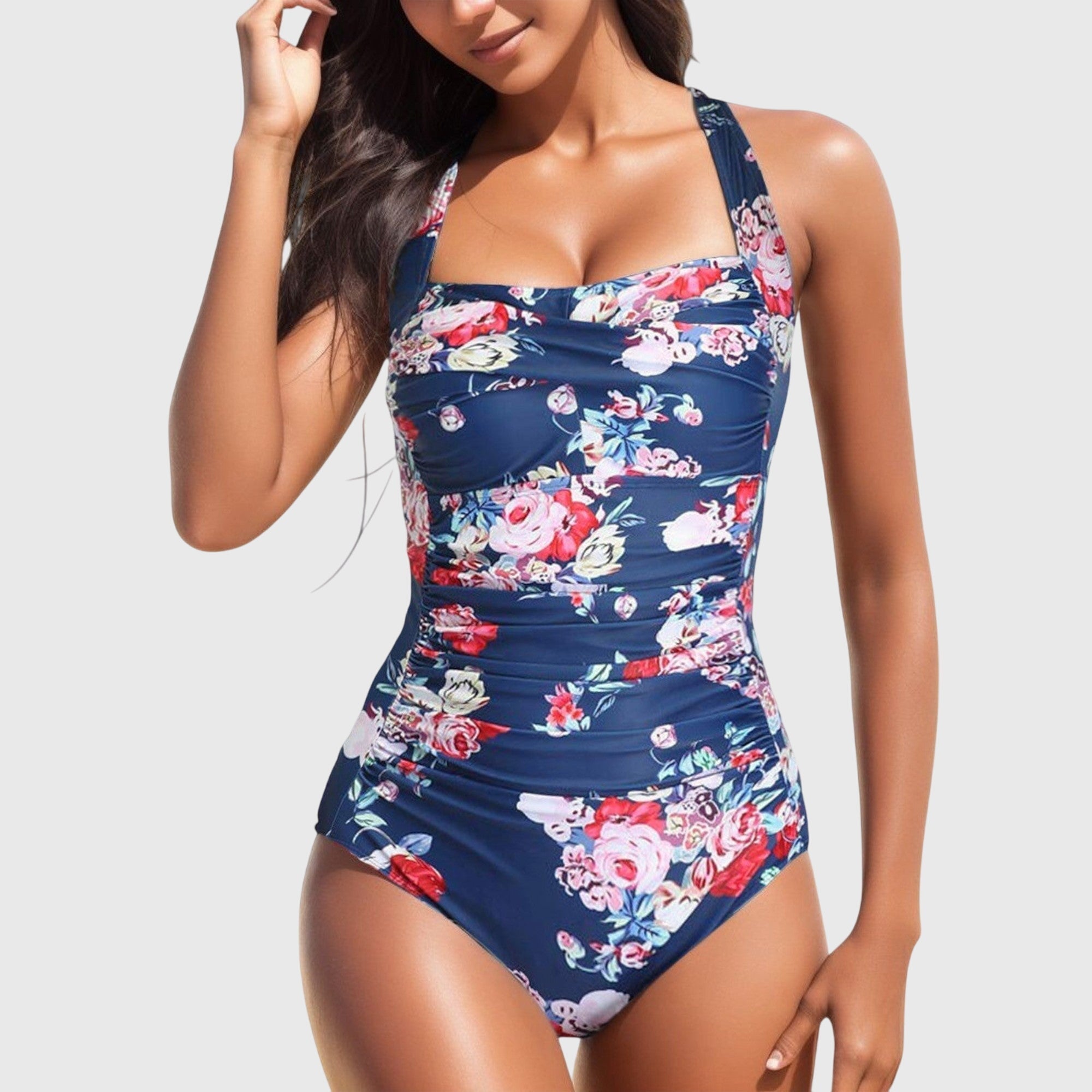 Floral Print Ruched One-Piece Swimsuit