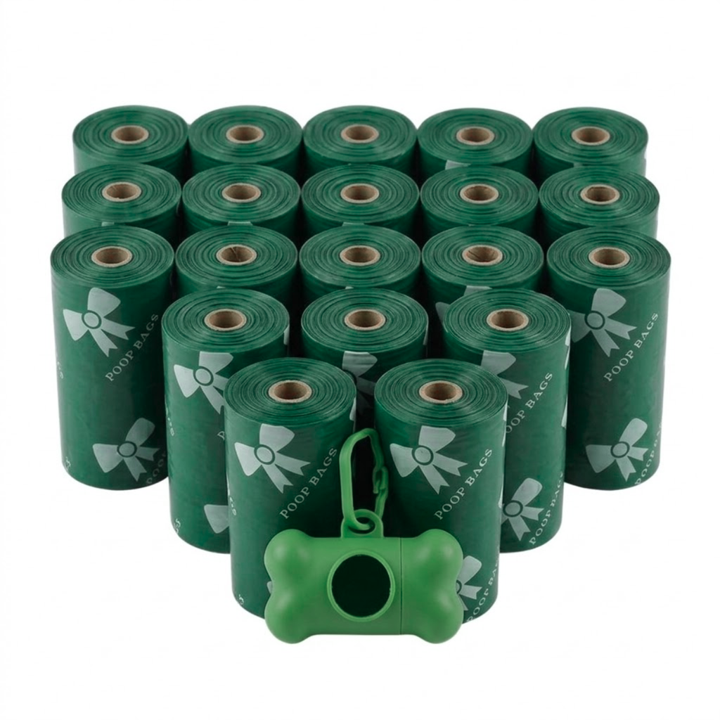Leak-proof Dog Poop Bags with Bone Dispenser for Pet Waste Cleaning
