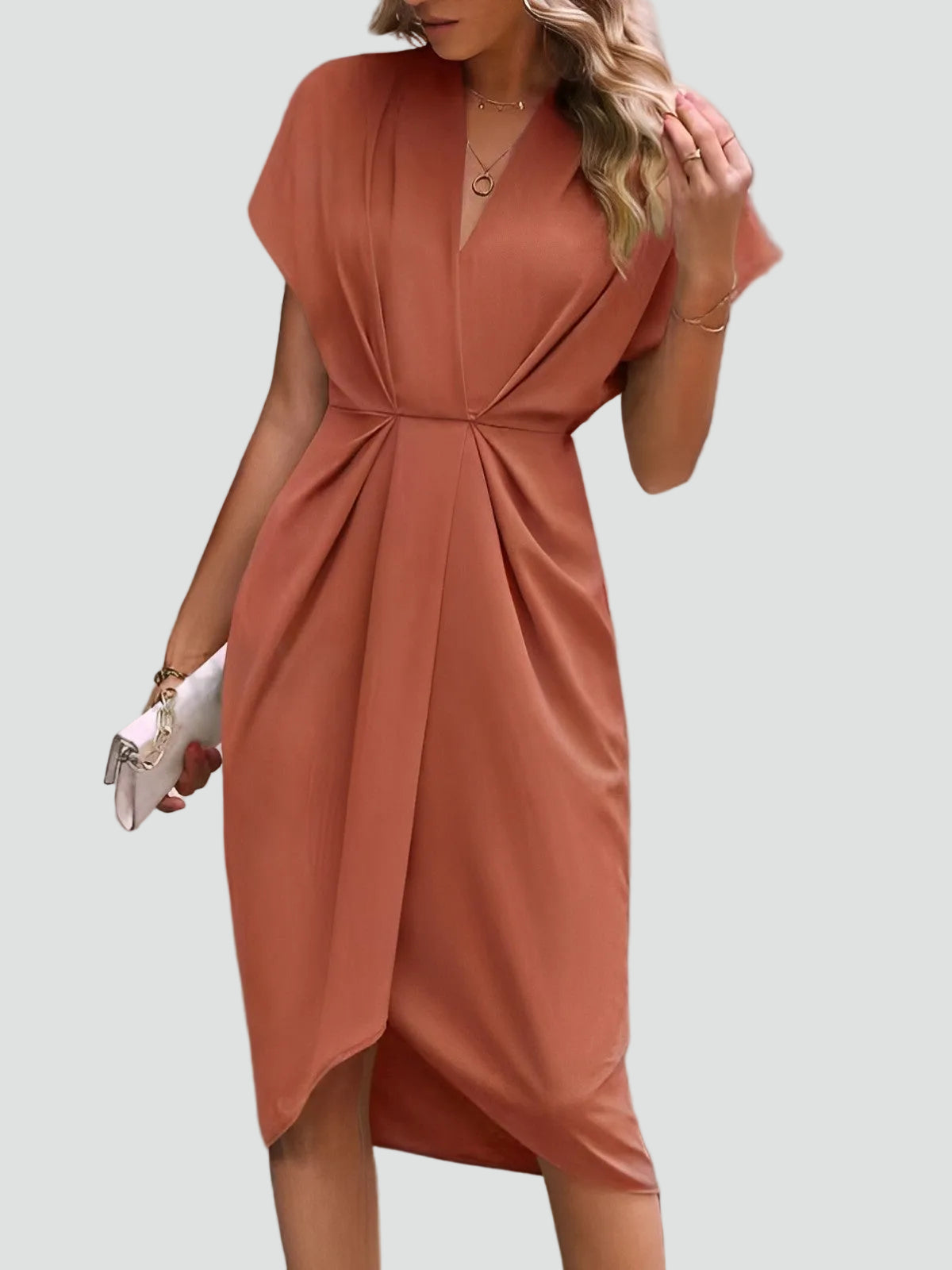 V-Neck Tailored Wrap Dress