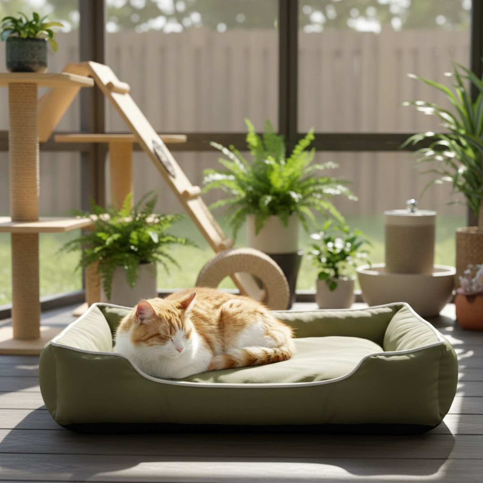 Waterproof Square Dog Bed with Durable Fiber Padding and Mechanical Wash Construction
