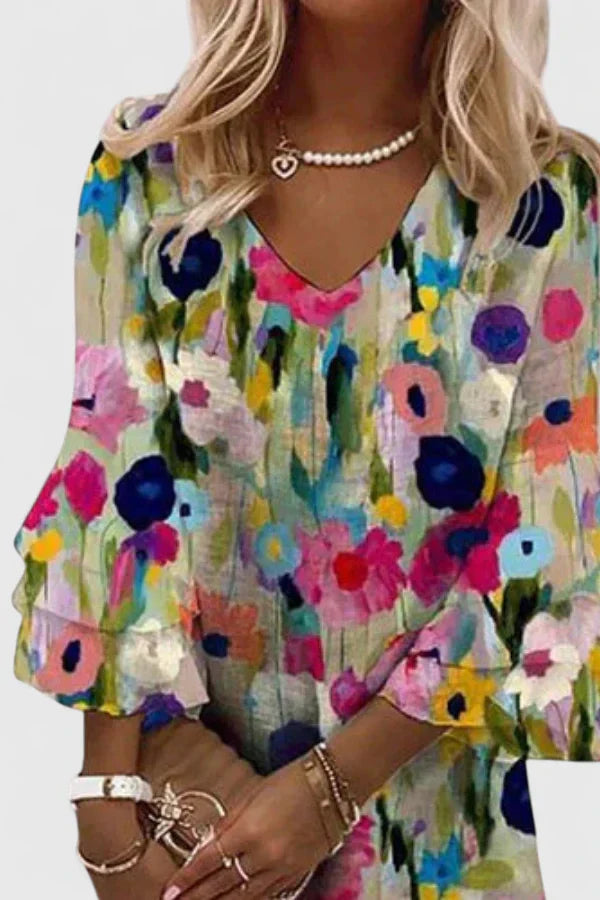 Short floral dress | v-neck mini dress for summer
