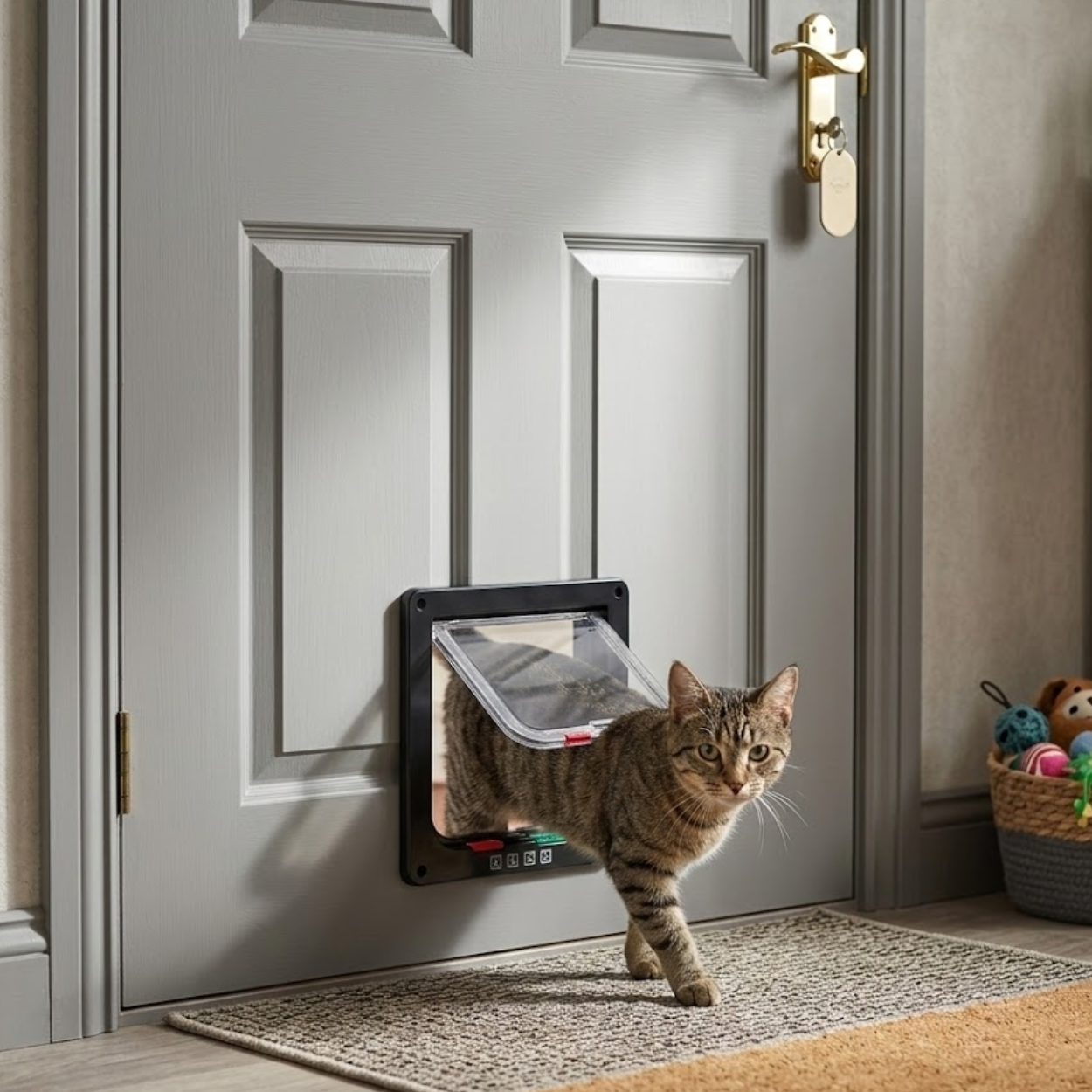 Cat Flap Door ABS Plastic 4 Way Locking Security Pet Gate for Dogs and Kittens