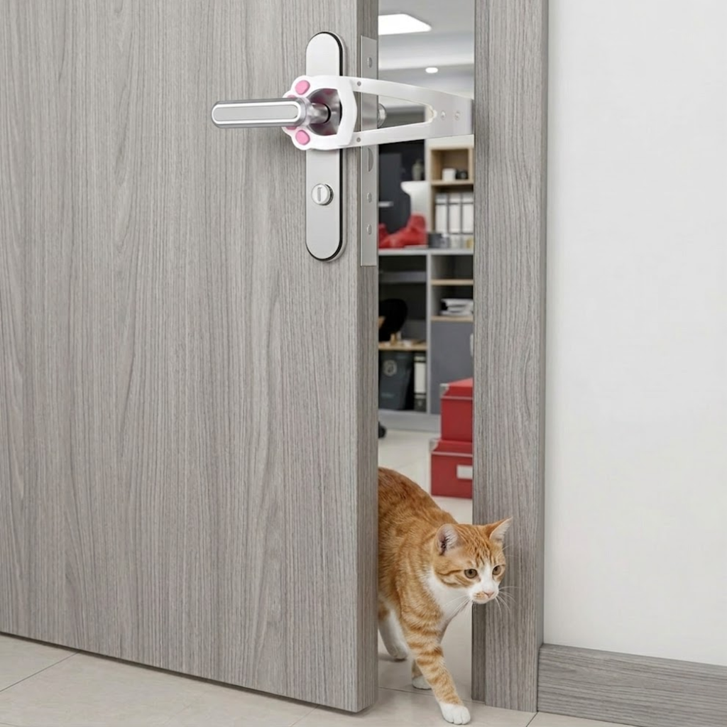 Adjustable Cat Door Holder Latch Punch-Free Pet Door Opener for Dogs and Cats