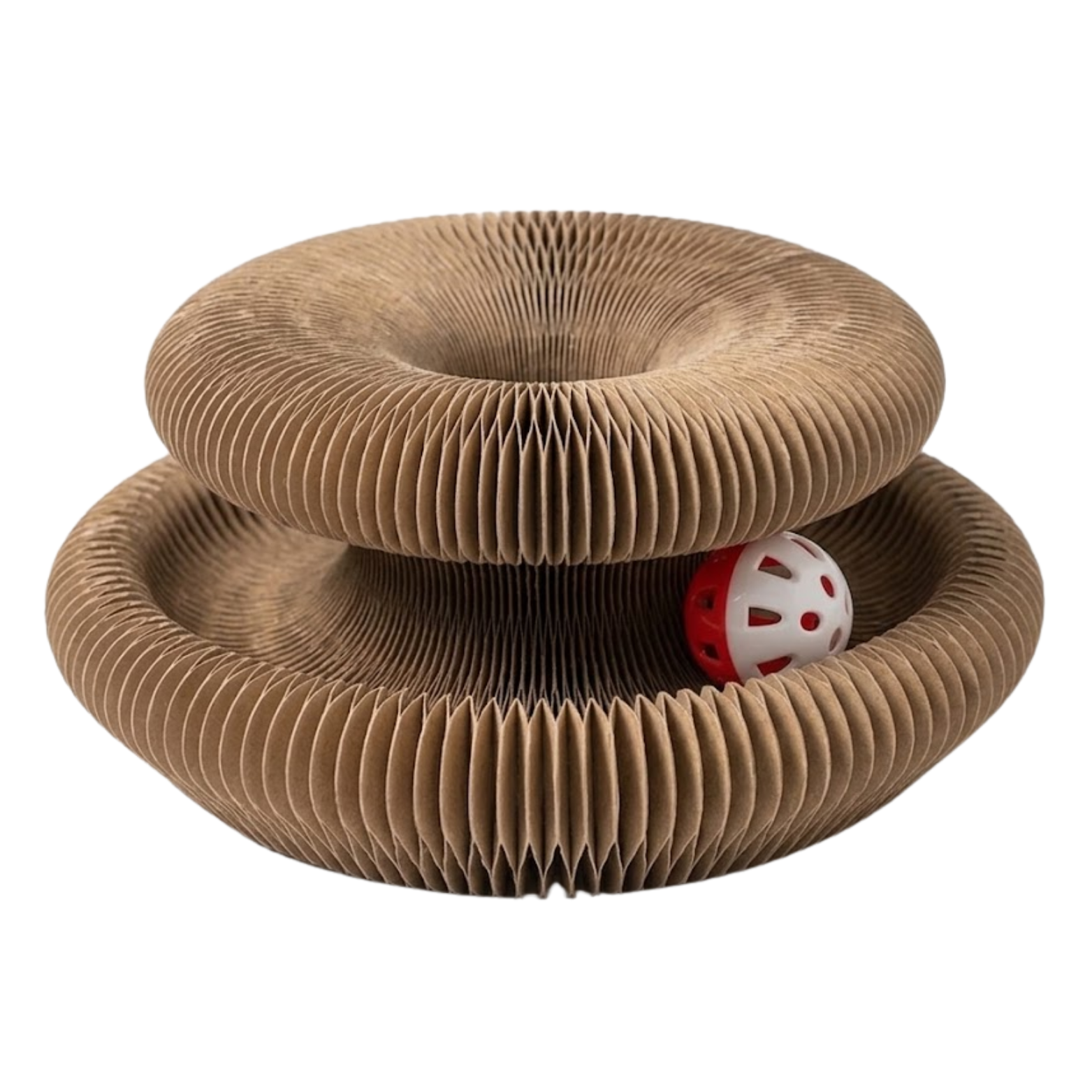 Foldable Accordion Cat Scratcher Cardboard Toy with Integrated Bell and Catnip