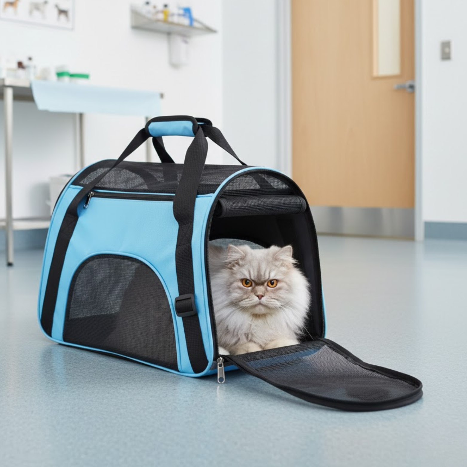 Soft-Sided Pet Carrier Bag Breathable Mesh Foldable Oxford Travel Handbag for Cats Dogs