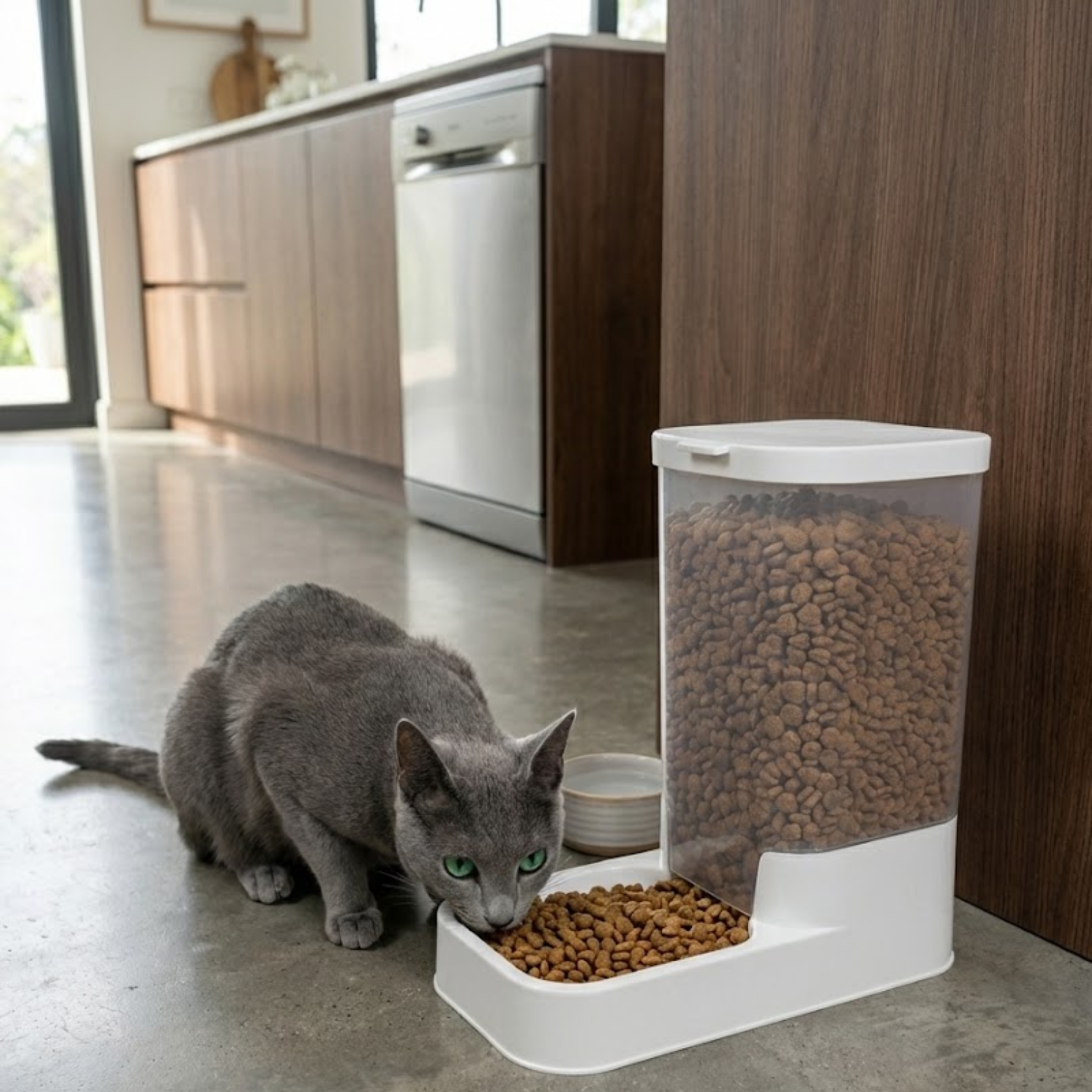 Automatic Cat Feeder Water Dispenser Gravity Food Storage
