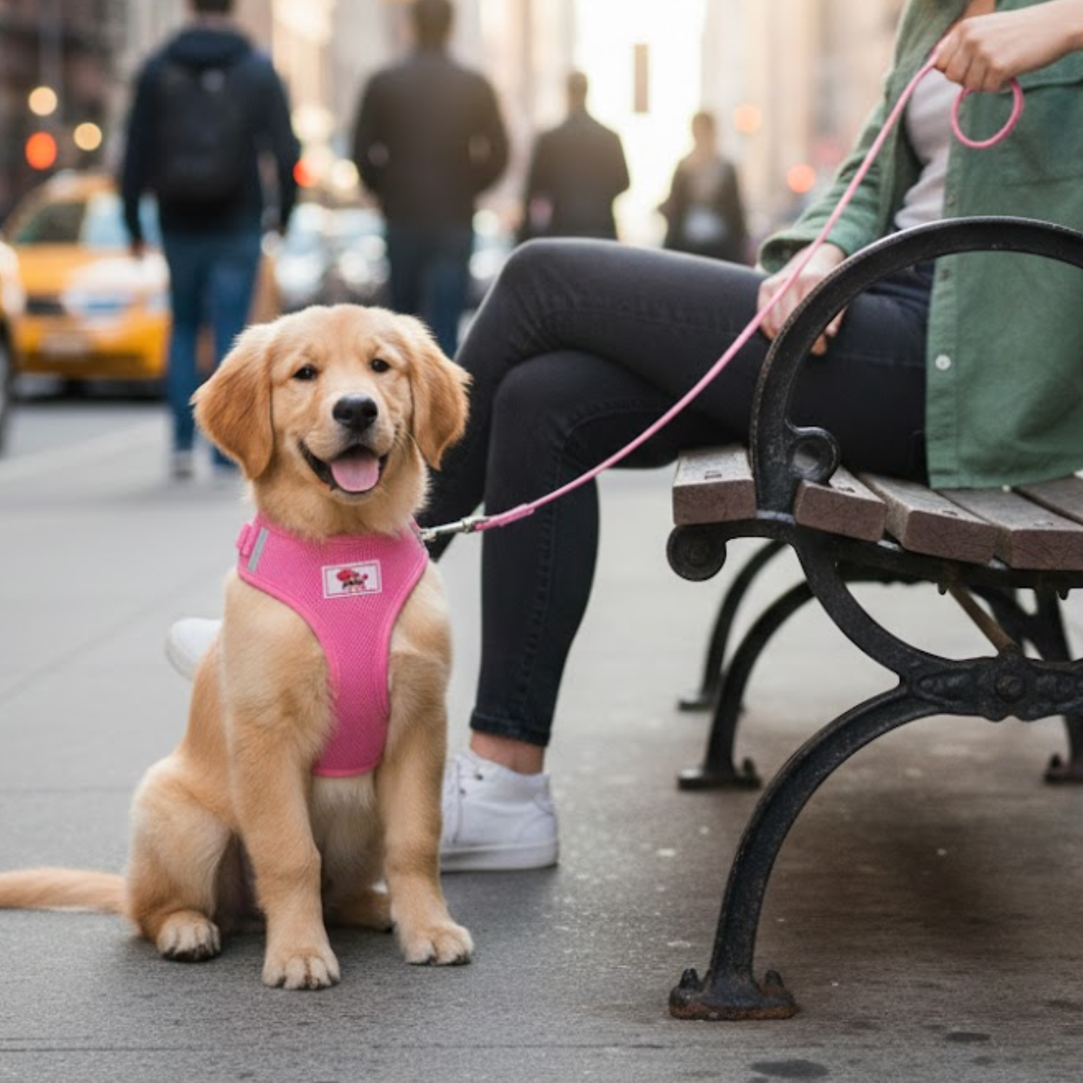 Reflective Breathable Corduroy Dog Harness and Leash Set with Nylon Chest Strap