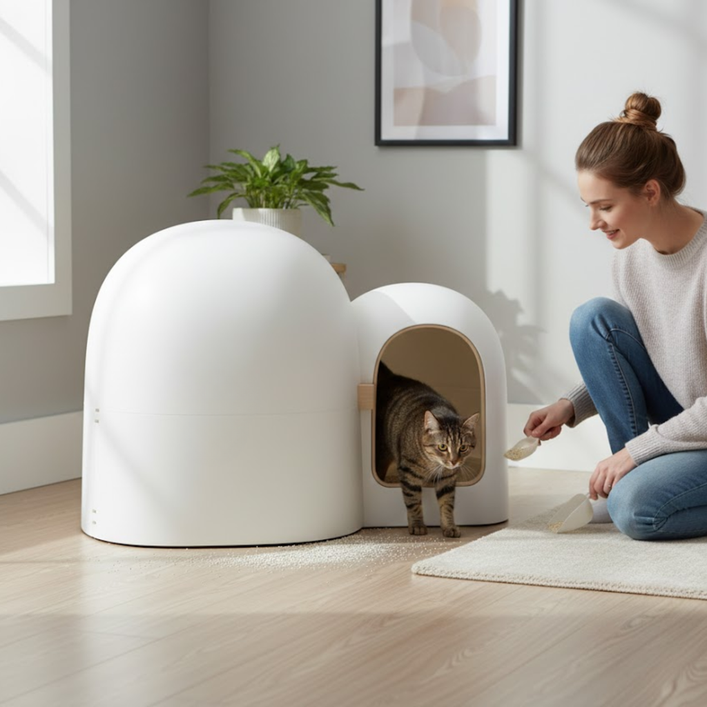 Fully Enclosed Cat Litter Box Anti-odor Cat Toilet Eco-friendly