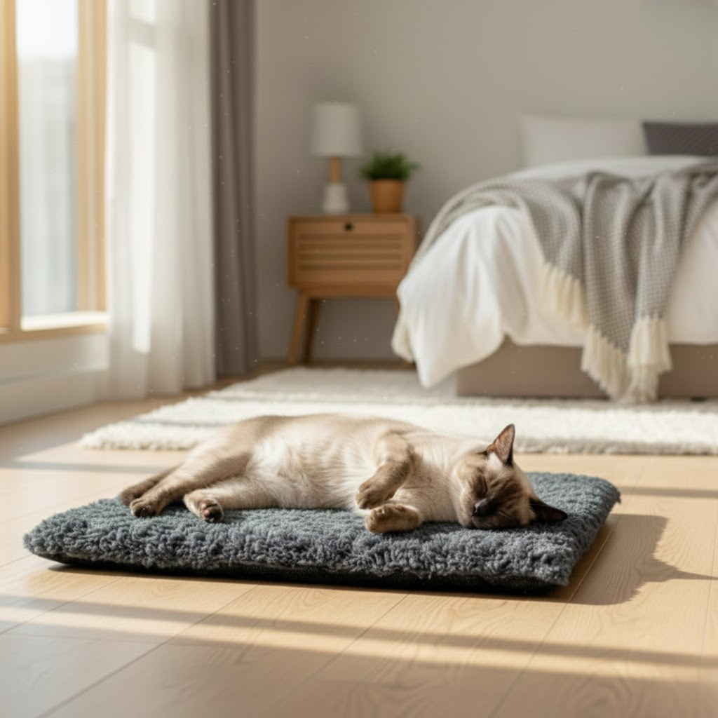Self-Warming Pet Pad Washable Thermal Cat Mat with Body Heat Reflecting Core