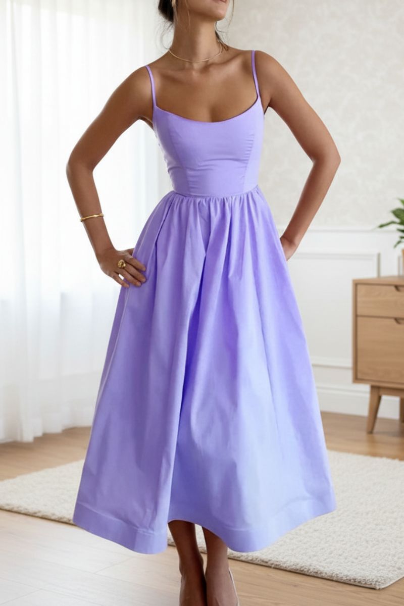 Sleeveless Scoop Neck Midi Cocktail Dress