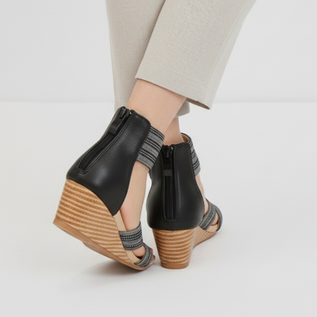 Women's Strappy Wedge Sandals Open Toe Crossover Platform Comfort Walking Shoes