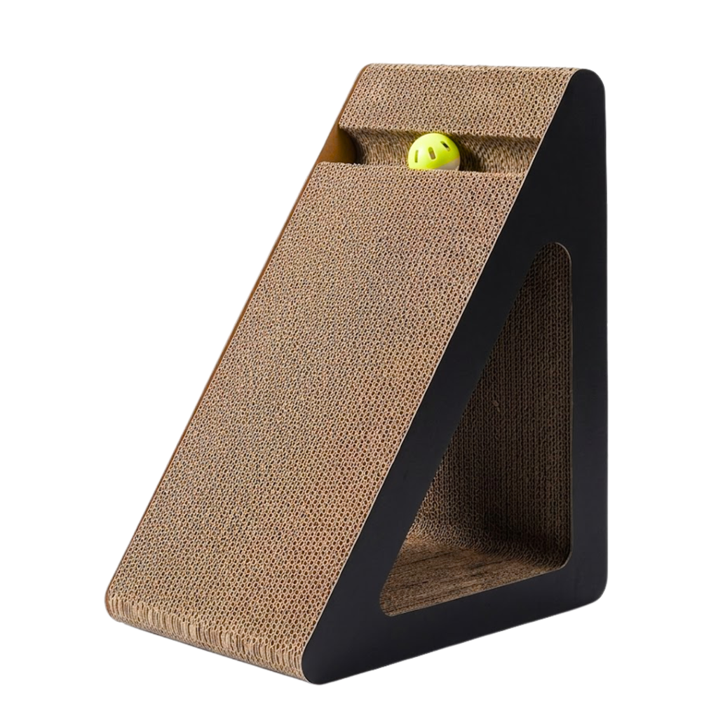 Triangular Cat Scratcher Cardboard with Rotating Balls for Indoor Kittens