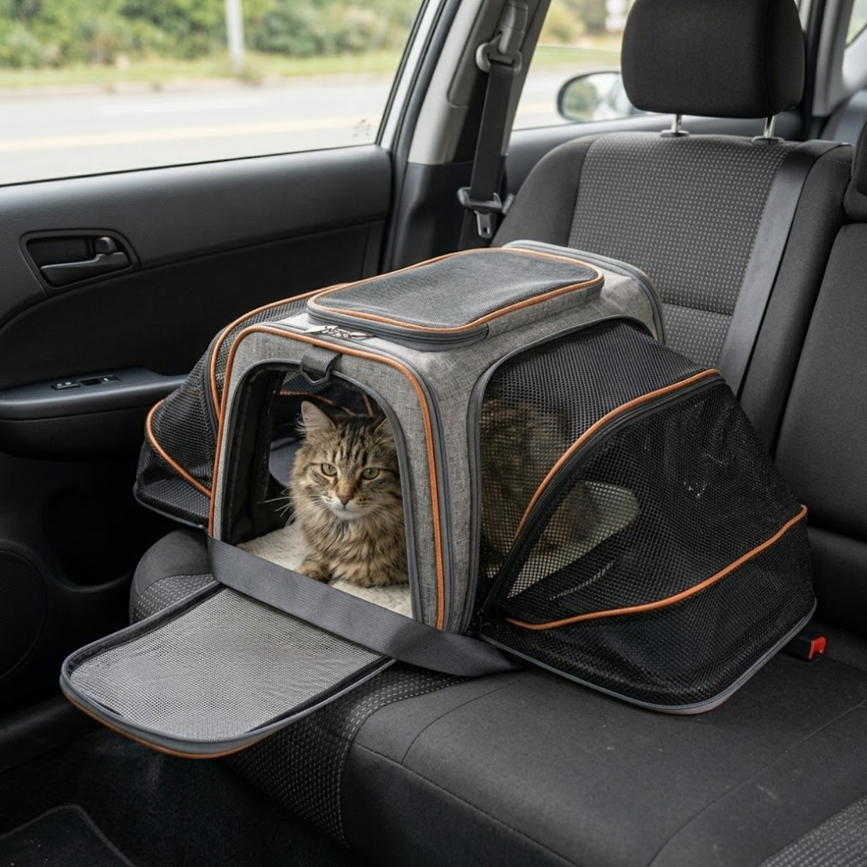 Expandable Soft-Sided Pet Carrier with Breathable Mesh for Small Dogs and Cats