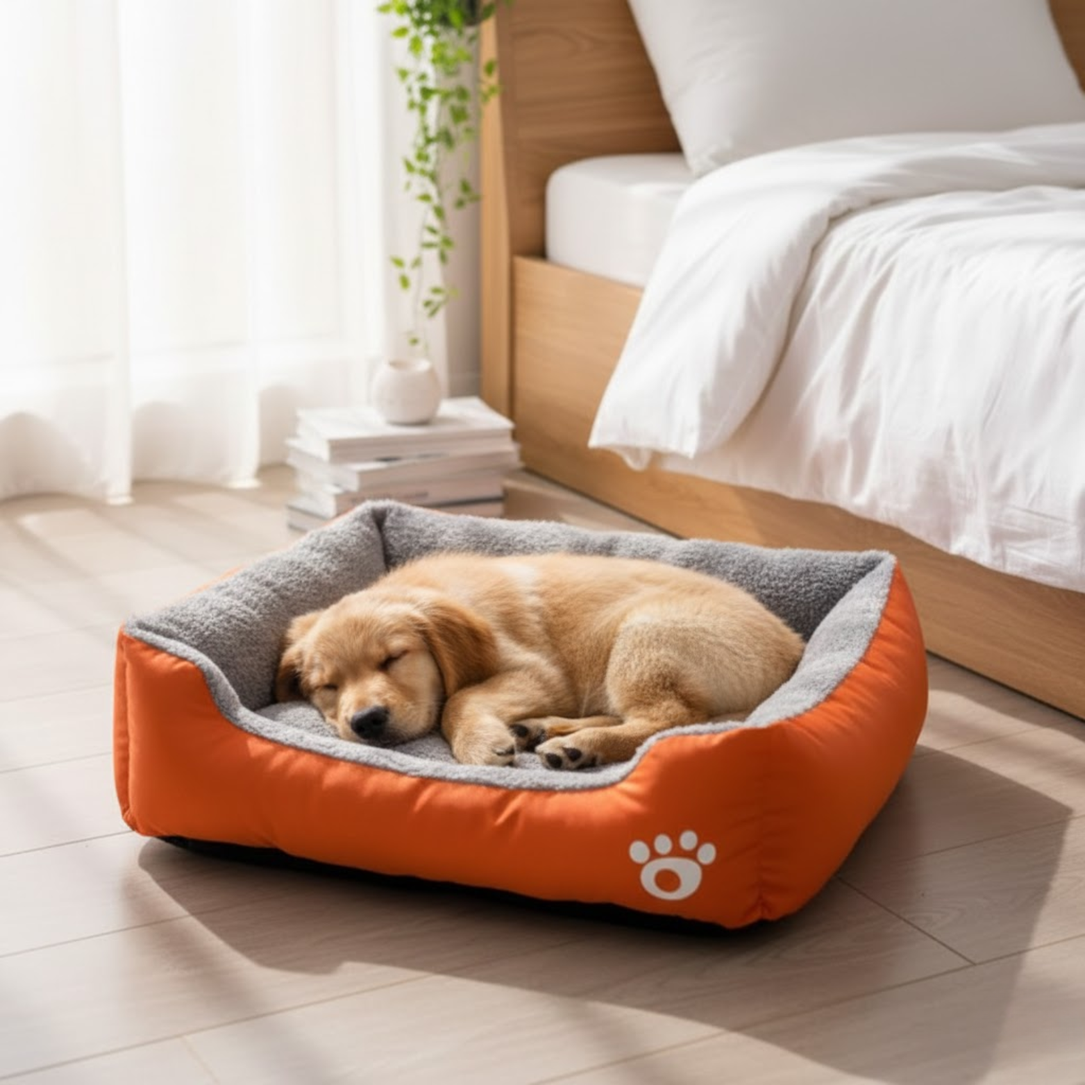 Plush Coral Fleece Dog Bed with Non-Slip Base and Breathable Sleeping Mat