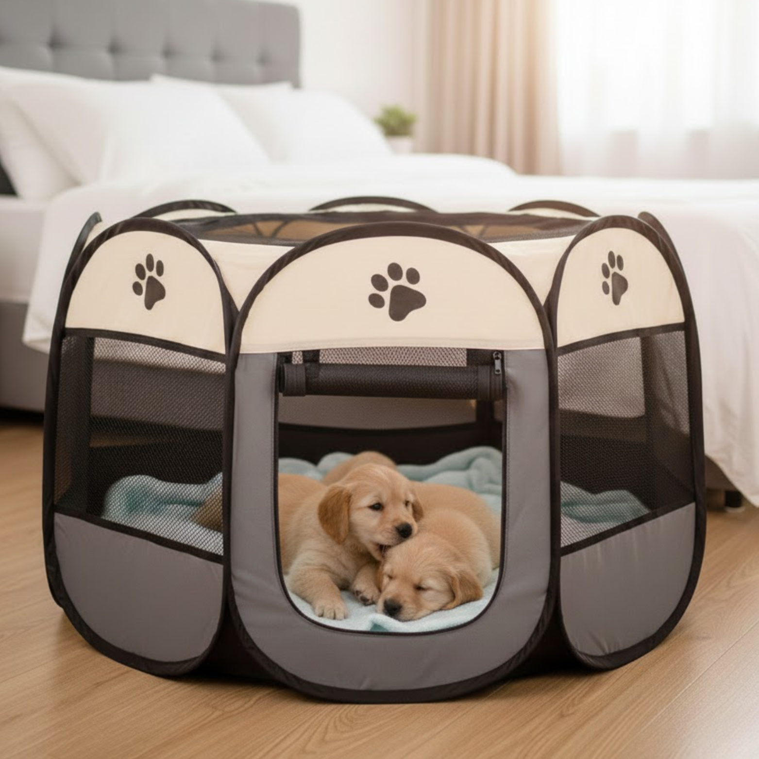 Foldable Pet Playpen Portable Octagonal Dog Exercise Pen for Indoor Outdoor Use
