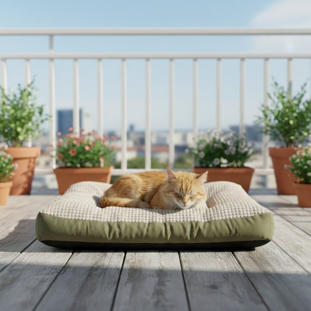Washable Flannel Pet Bed Cushion with Detachable Soft Fleece Cover for Dogs and Cats