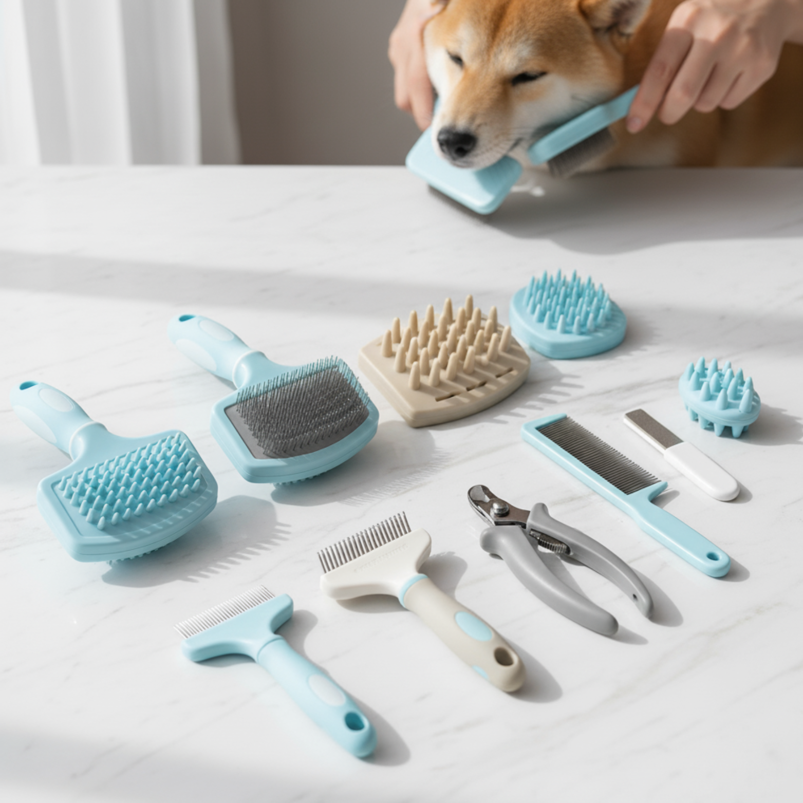 8 in 1 pet grooming comb set for dogs and cats