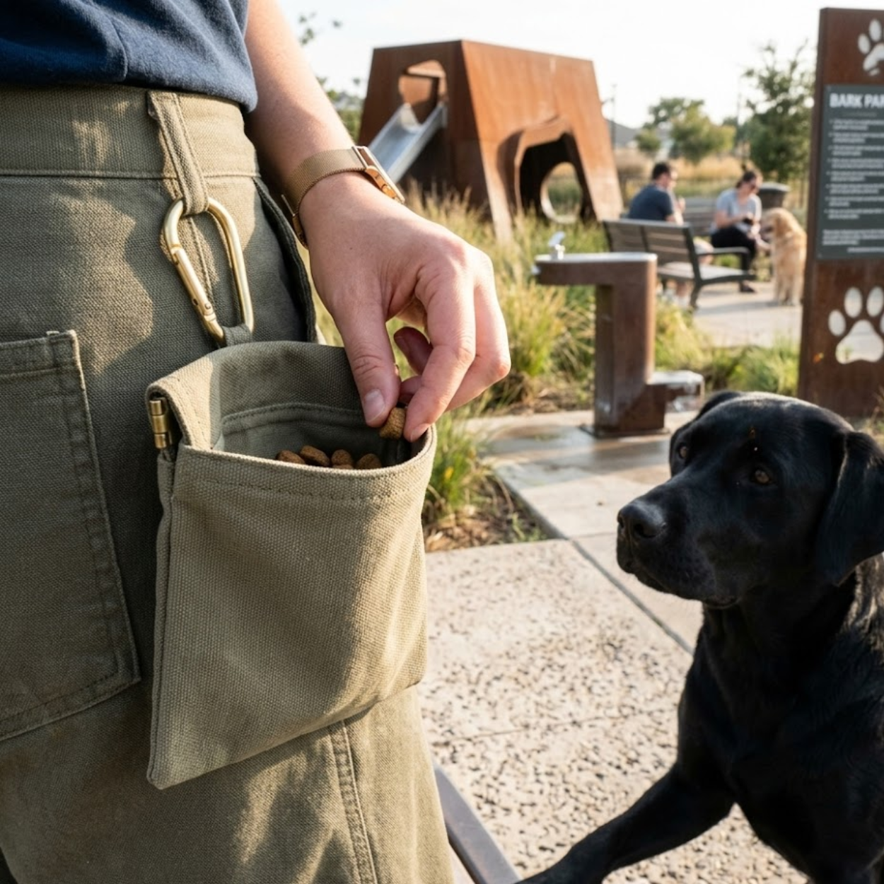 Dog Treat Pouch Portable Canvas Training Snack Bag with Belt Clip for Outdoor Travel