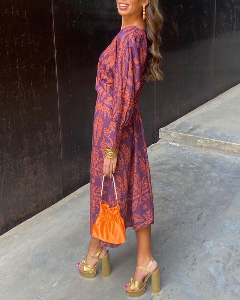 Wedding guest maxi dress | A-line printed long dress