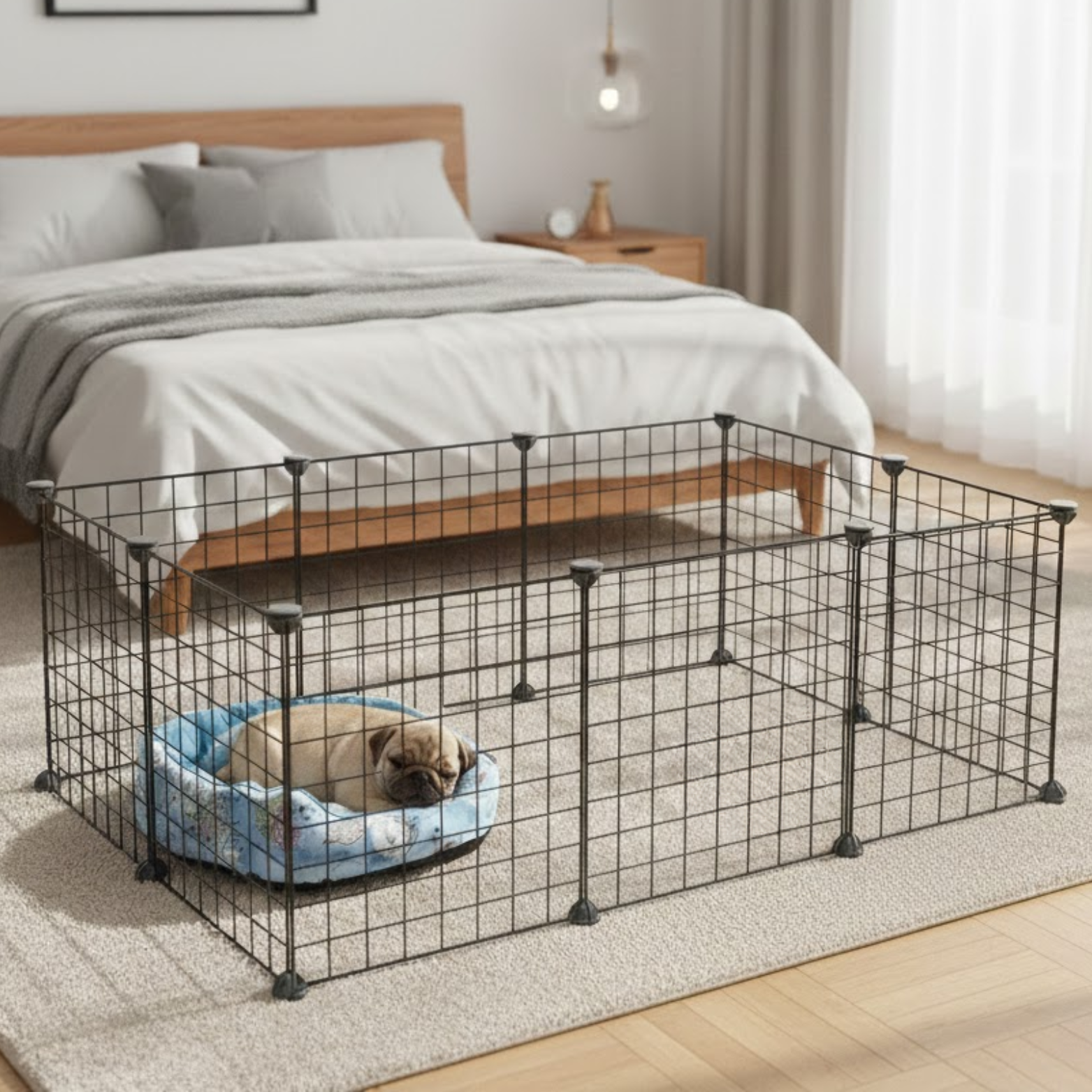Metal Wire Dog Playpen Modular Indoor Pet Fence Panels with Door
