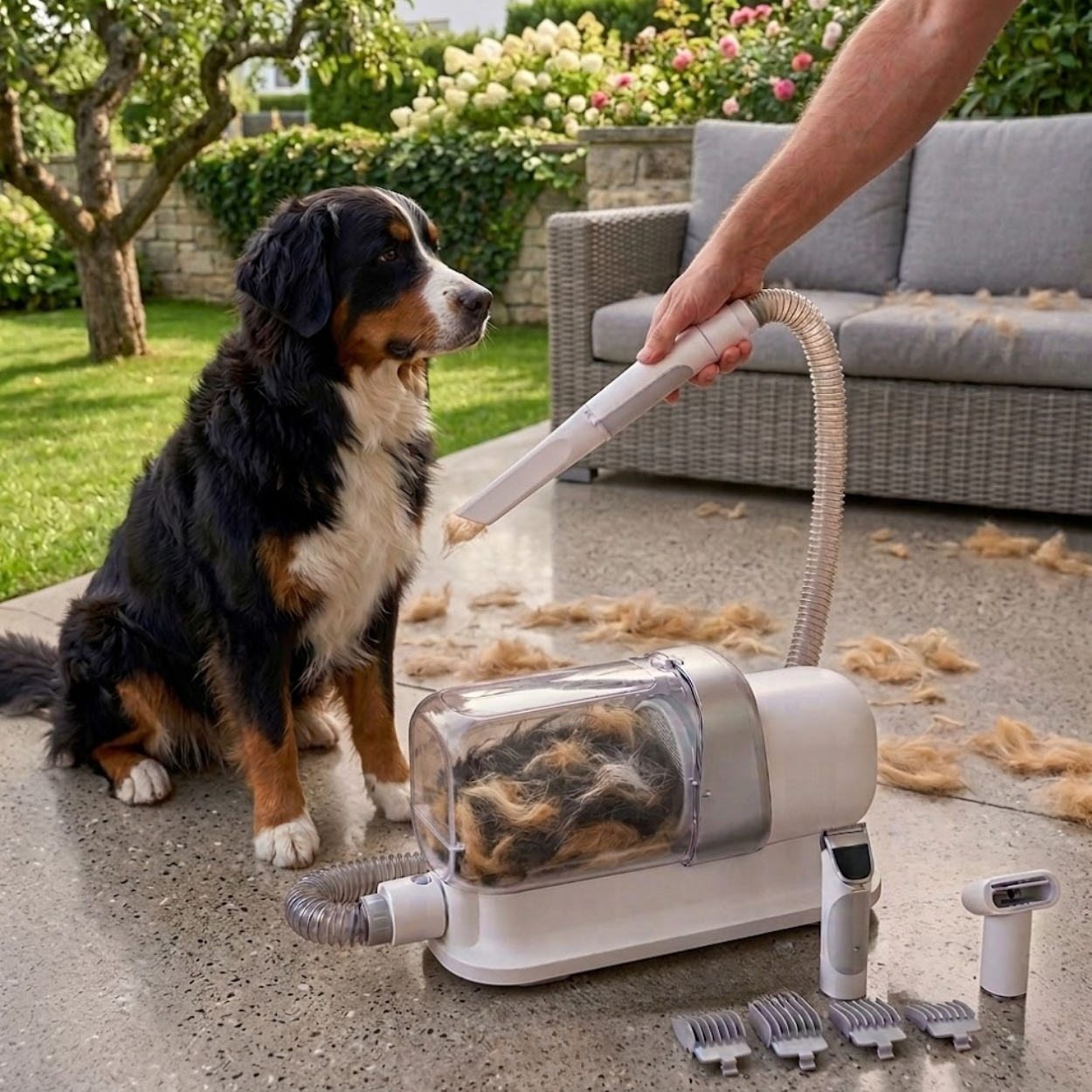 Pet Grooming Vacuum Kit with Electric Clipper and 2.3L Large Capacity Dust Cup