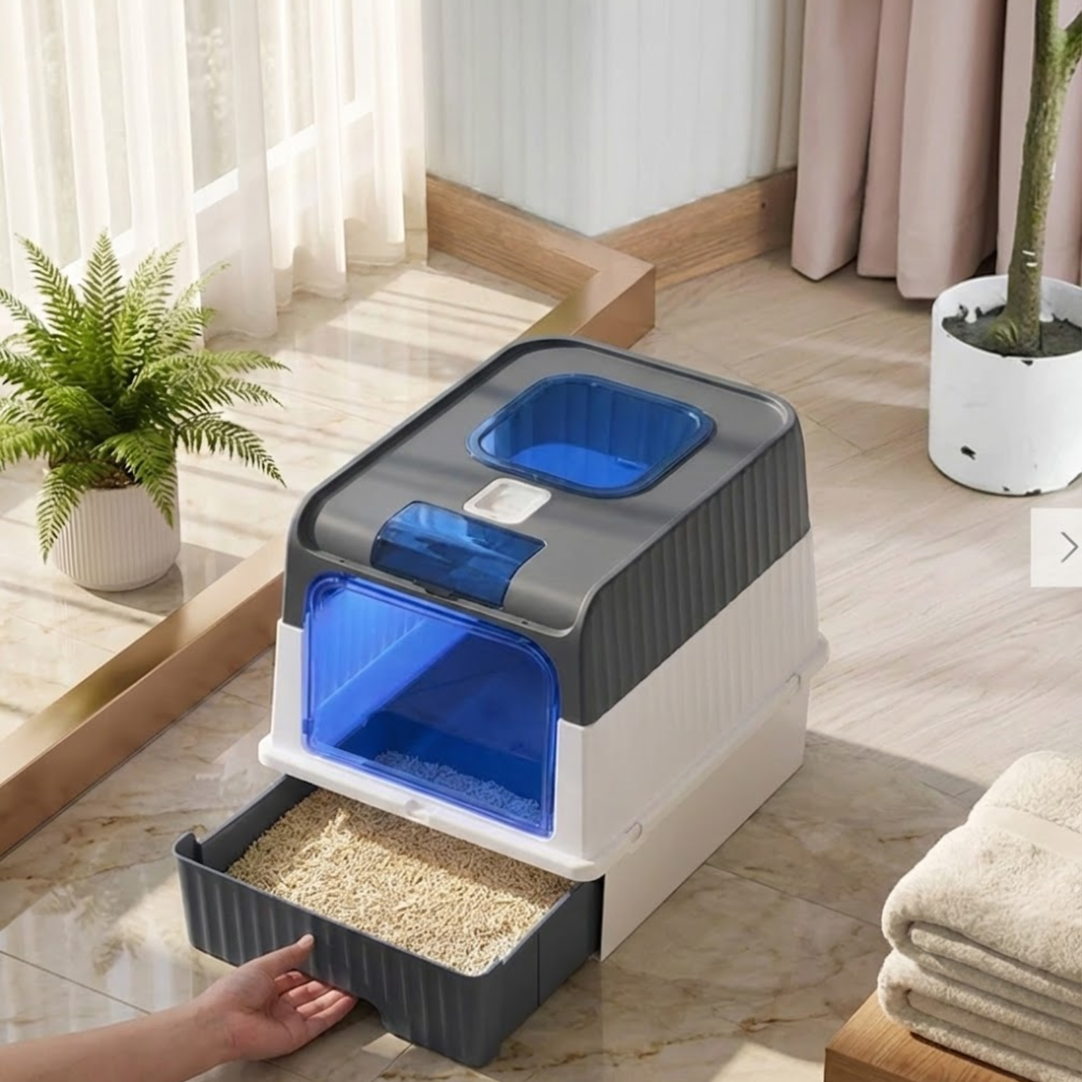 UV Sterilization Cat Litter Box Enclosed Odor Control