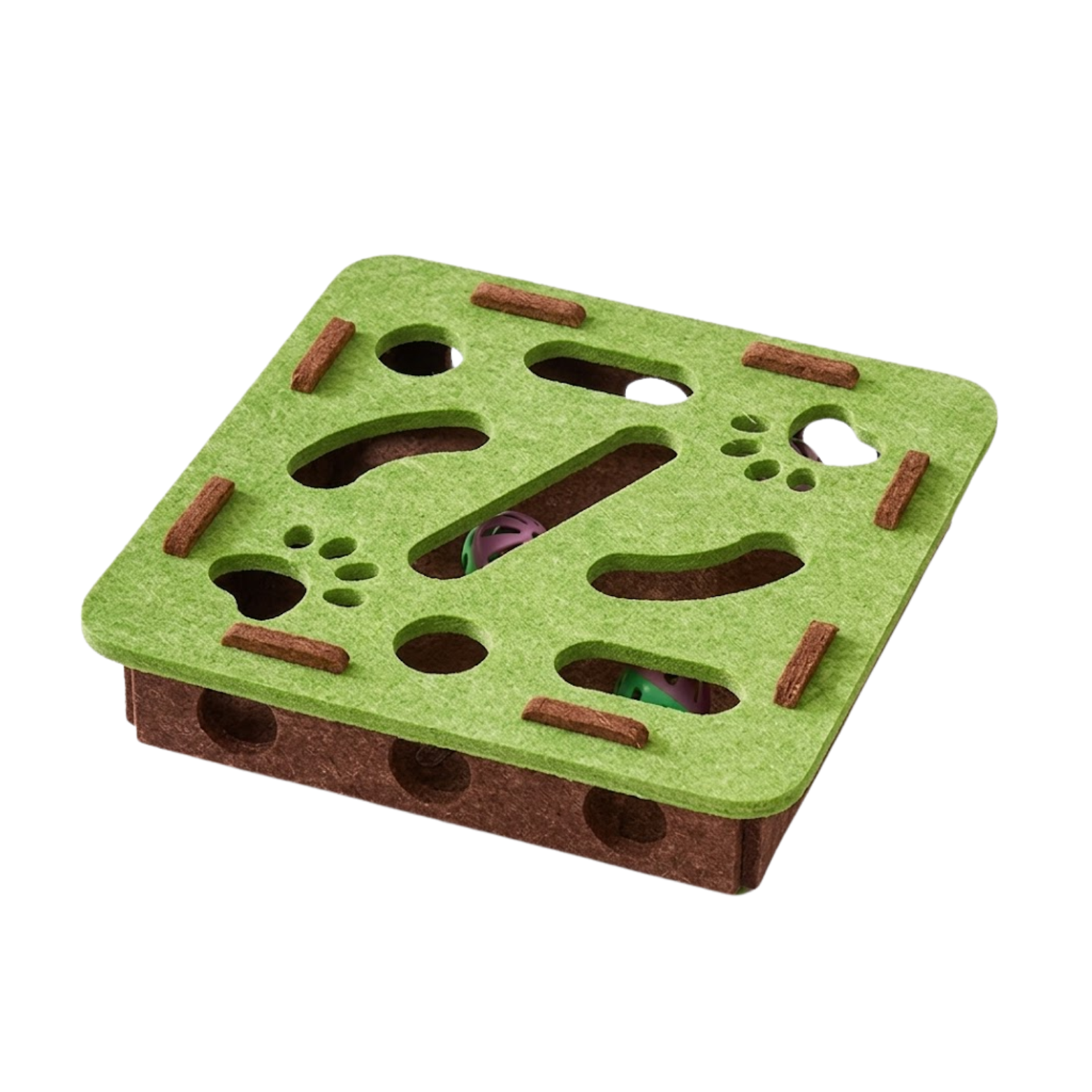 Interactive Cat Puzzle Toy Box with Balls and Suede Felt for Indoor Exercise