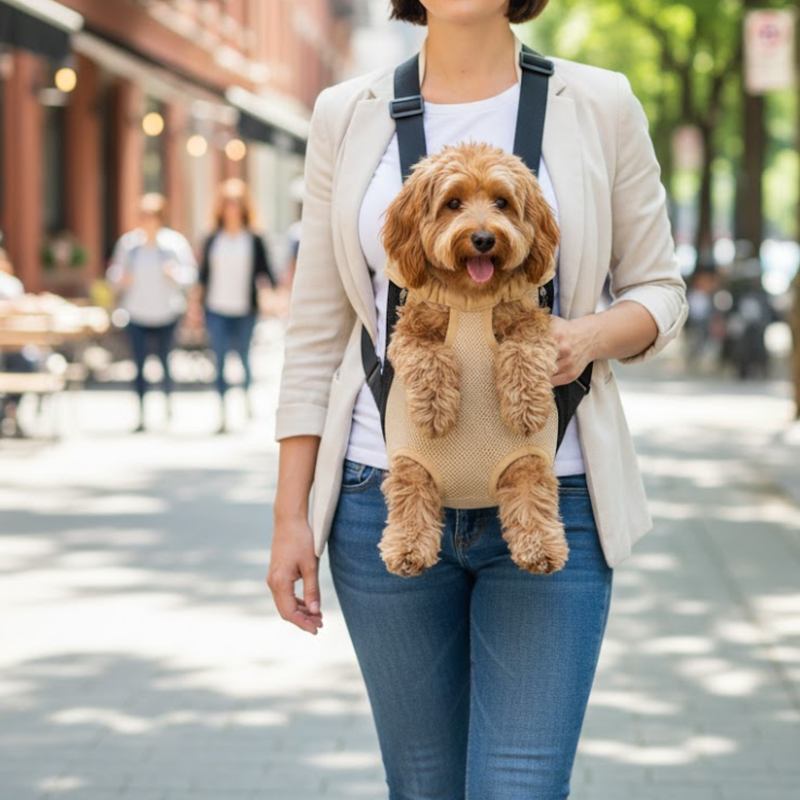 Adjustable Dog Carrier Backpack with Legs Out Design and Breathable Cotton Mesh