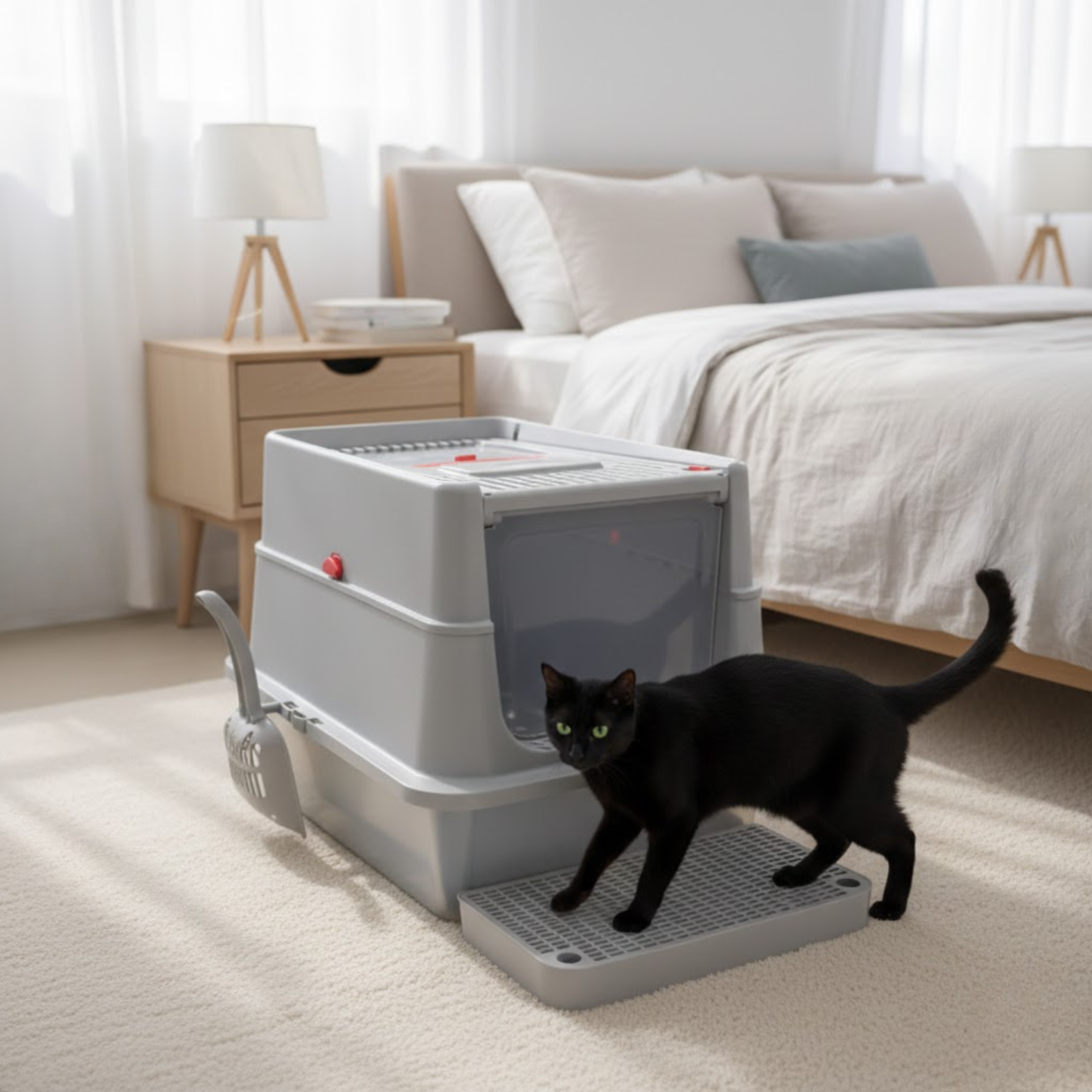 Stainless Steel Cat Litter Box Extra Large Enclosed High Fence Semi-Closed Pet Toilet