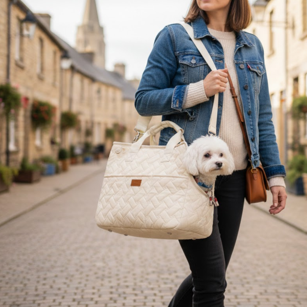 Pet Tote Bag Canvas Shoulder Carrier for Small Dogs and Cats with Breathable Mesh