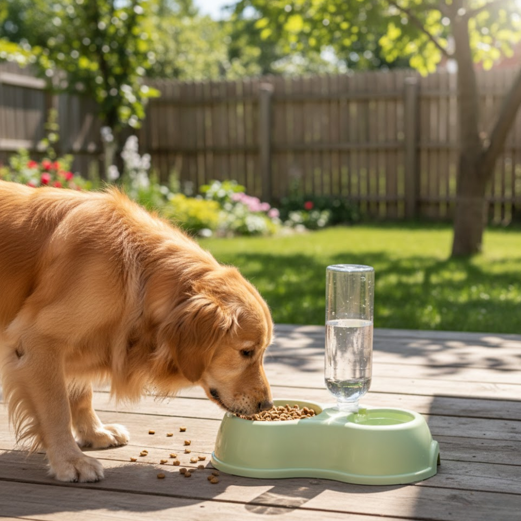 Automatic Cat Water Dispenser and Double Food Bowl Set with Raised Stand