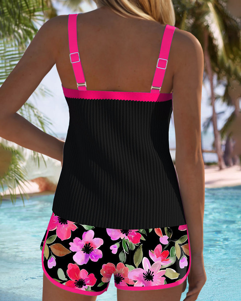 Women's tankini - tummy control two-piece set beach vacation