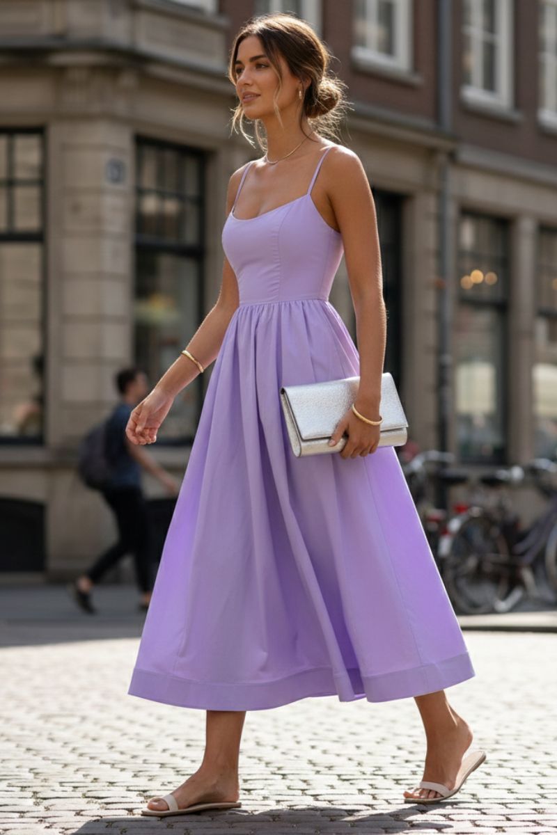 Sleeveless Scoop Neck Midi Cocktail Dress