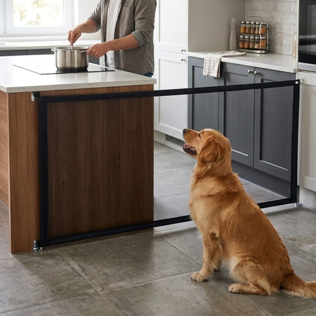 Pet Safety Mesh Gate Folding Portable Dog Barrier for Stairs and Doorways