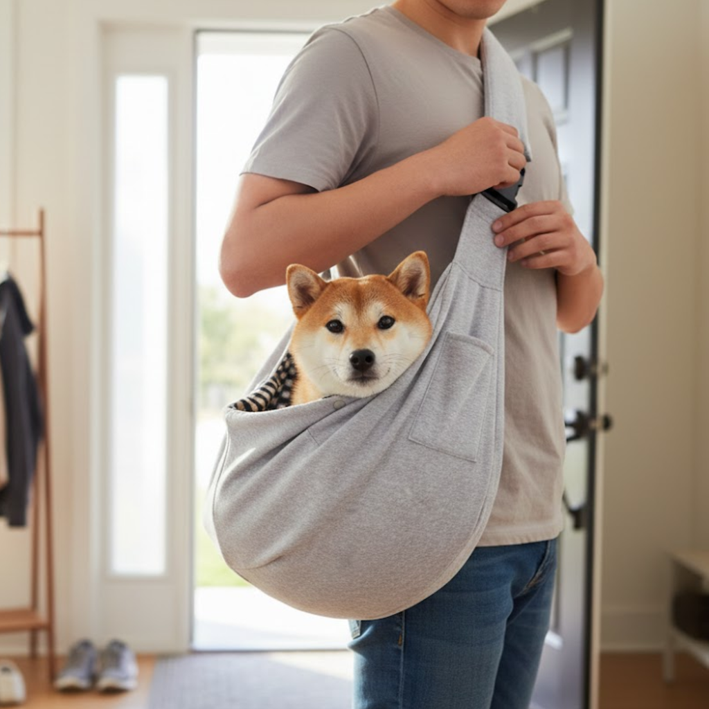 Pet Sling Carrier for Dogs and Cats with Adjustable Buckle Strap and Safety Hook