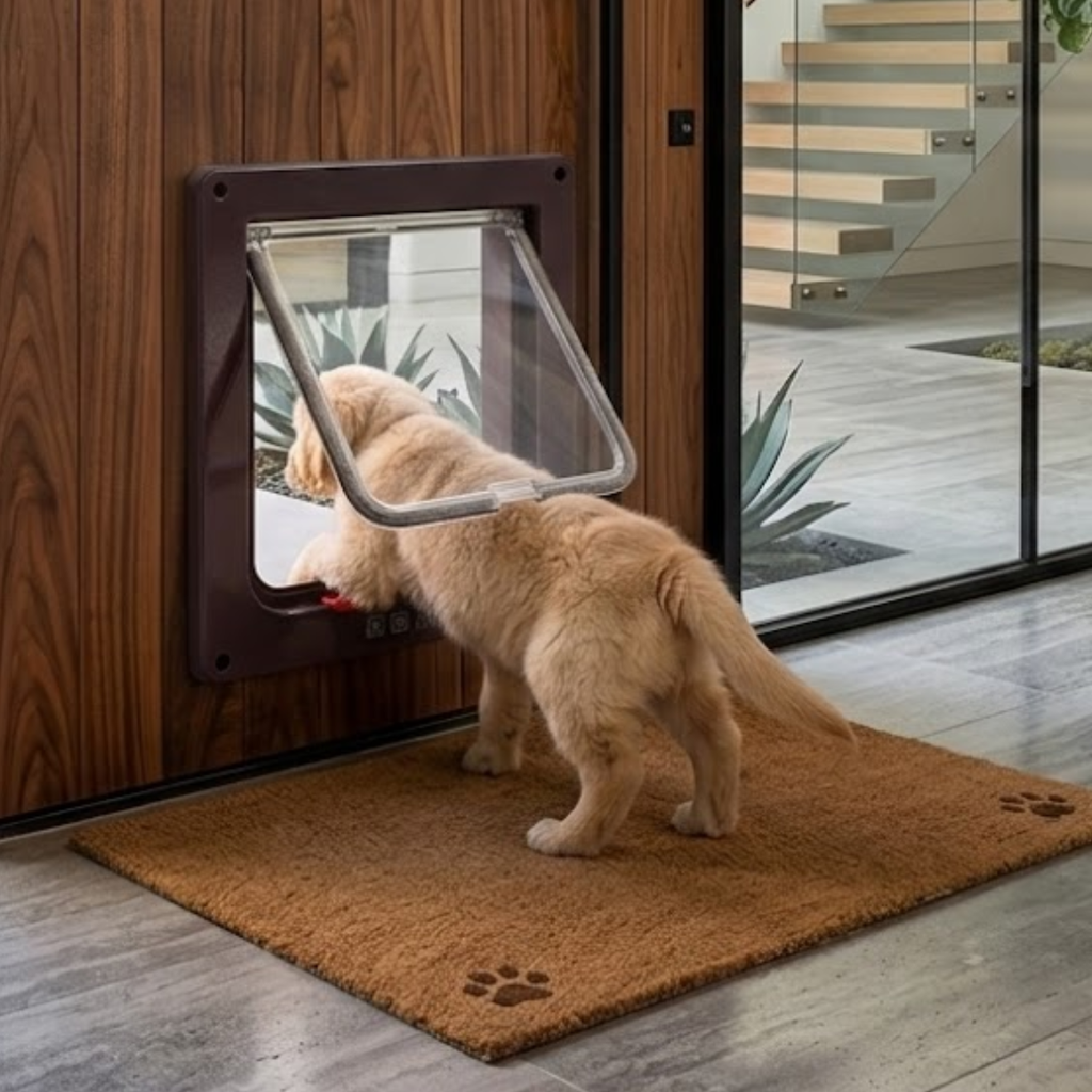 Cat Flap Door ABS Plastic 4 Way Locking Security Pet Gate for Dogs and Kittens