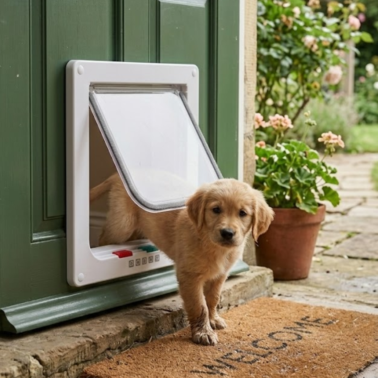 Cat Flap Door ABS Plastic 4 Way Locking Security Pet Gate for Dogs and Kittens