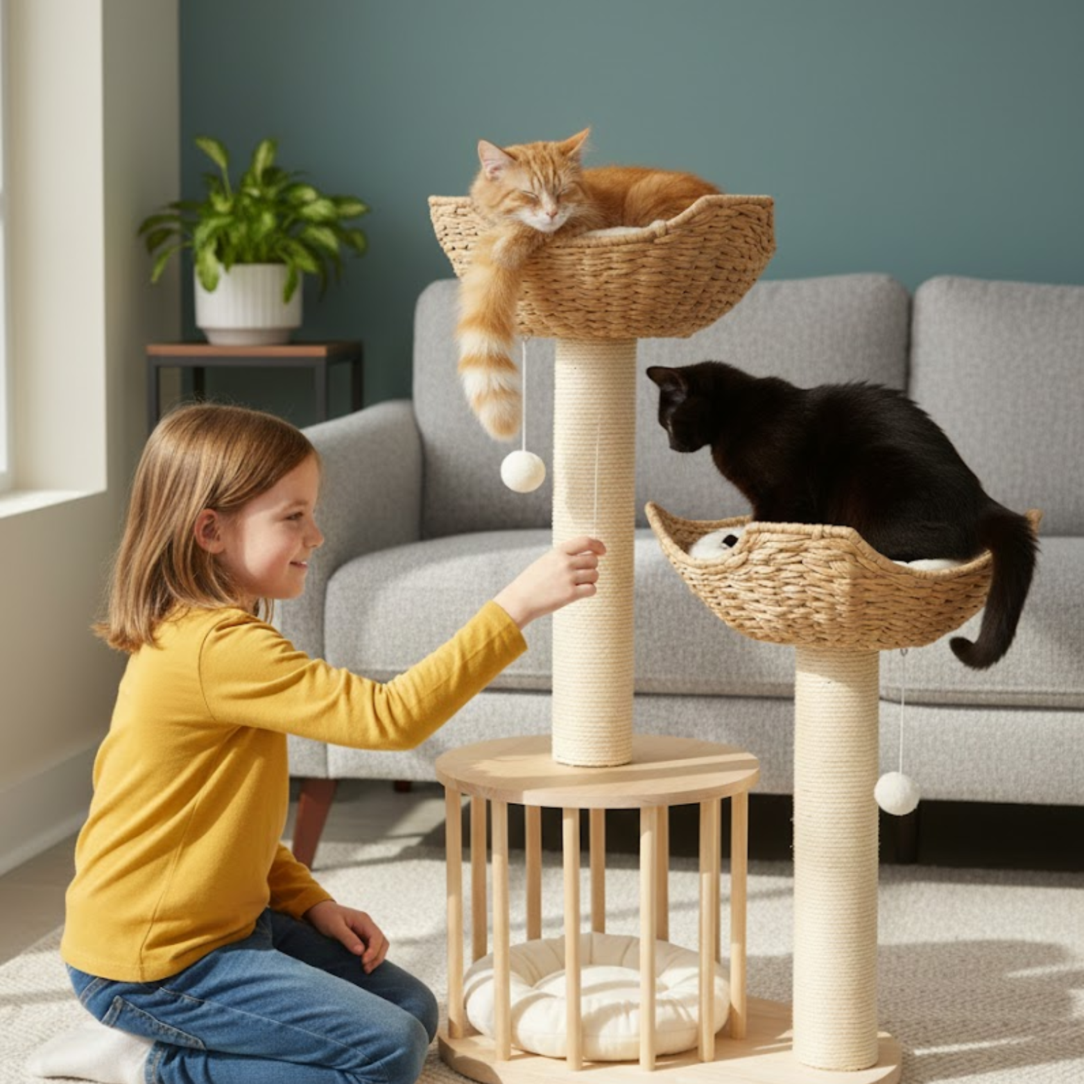 Cat Tree Padded Plush Perches Kitten Condo Sisal Rope