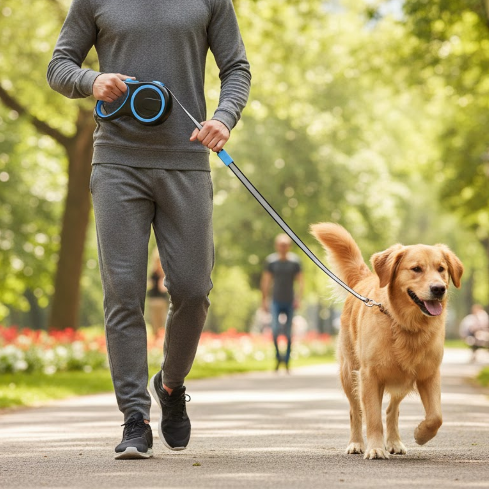 Retractable Dog Leash with Heavy Duty Nylon Extendable Lead and Quick Release Lock