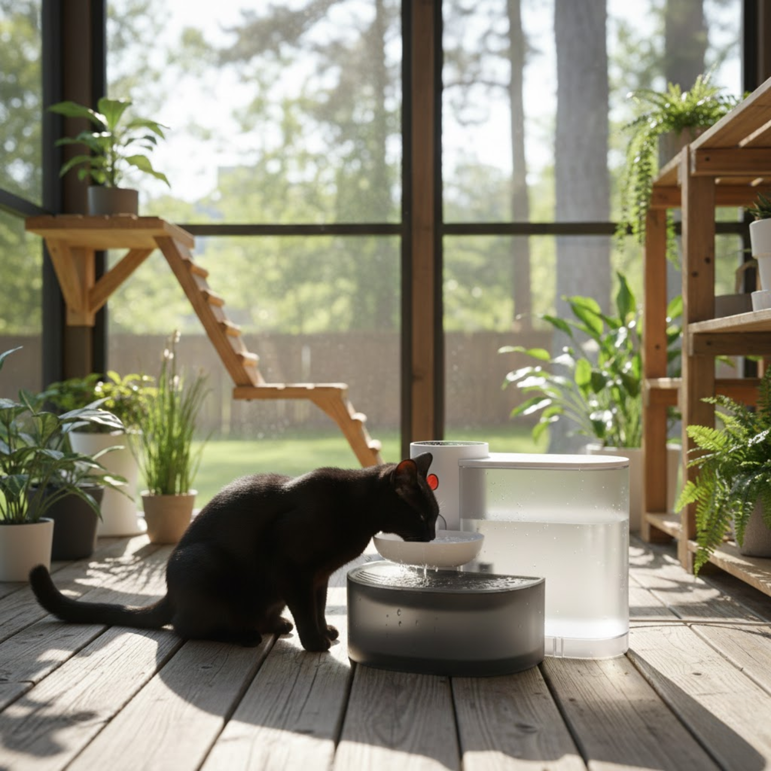 Automatic Pet Water Fountain with LCD Display and USB Rechargeable Battery