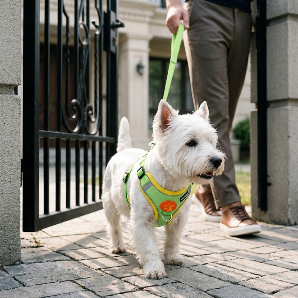 Reflective Nylon Dog Harness and Leash Set with Breathable Soft Mesh Lining